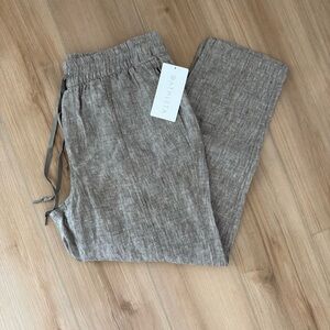 NWT Women’s Athleta Retreat Brown Linen Ankle Pants - Large